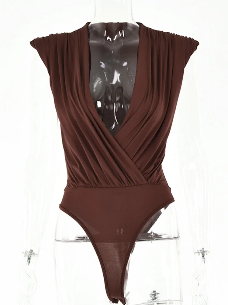 Articat V Neck Black Rompers Women Sexy Slim High Waist  Elegant Female Overalls 2022 Spring Sleeveless Bodycon Ladies Bodysuits