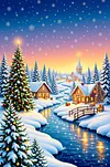 Luxury AB Velvet Diamond Painting Kit - Snowy Landscape