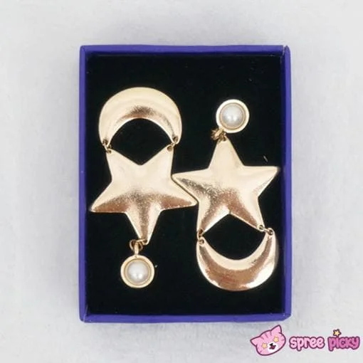 Final Stock! Cosplay Anime Sailor Moon Crystal Moon and Star Earring One Pair SP141001