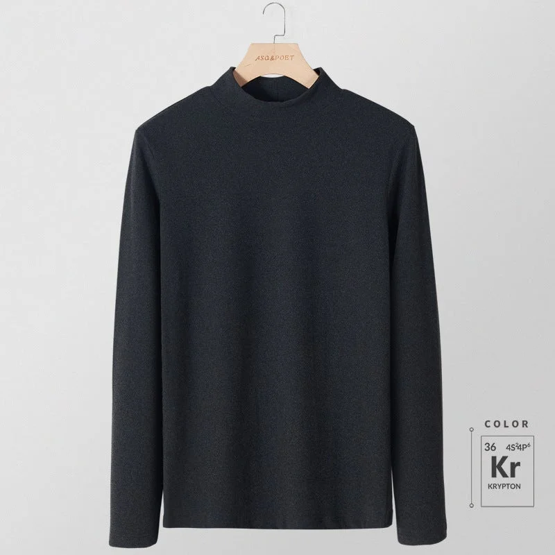 Men's High-quality Velvet Half High Neck Warm Bottoming Shirt