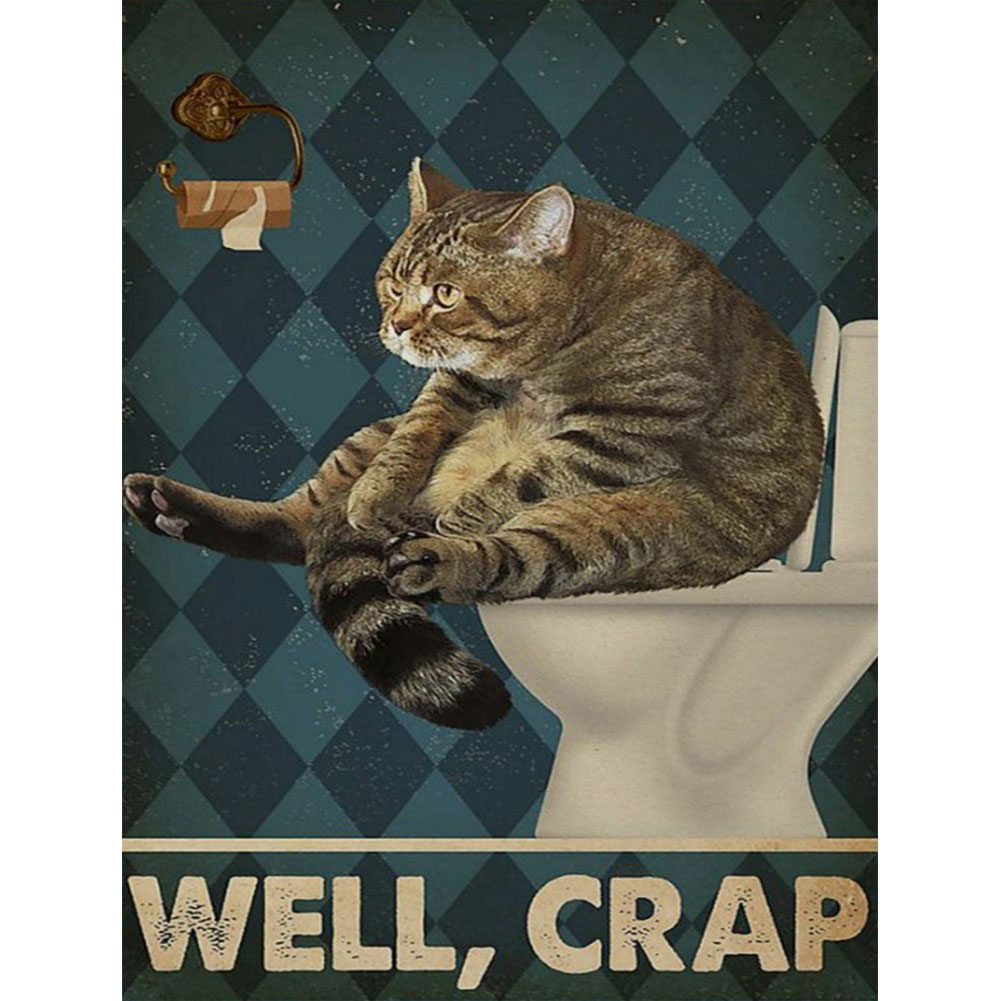 

(Multi-Size Round/Square) Well Crap Retro Black Cat Poster - Full Diamond Painting, 501 Original