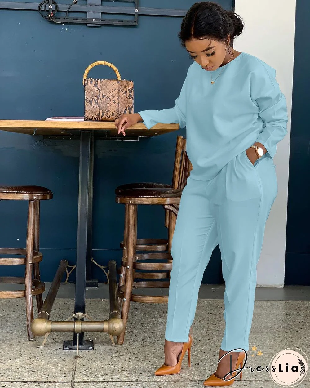 Long Sleeves T shirt Sportswear Two Piece Pants Set