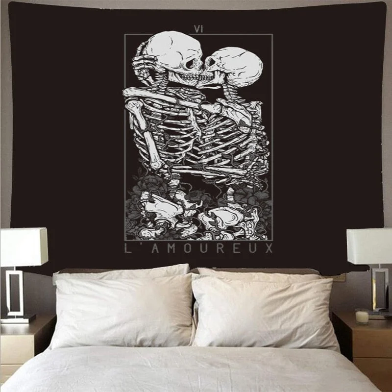 Skull King Moon Tapestry Mandala Carpet Hippie Divination Witchcraft Wall Hanging Blanket