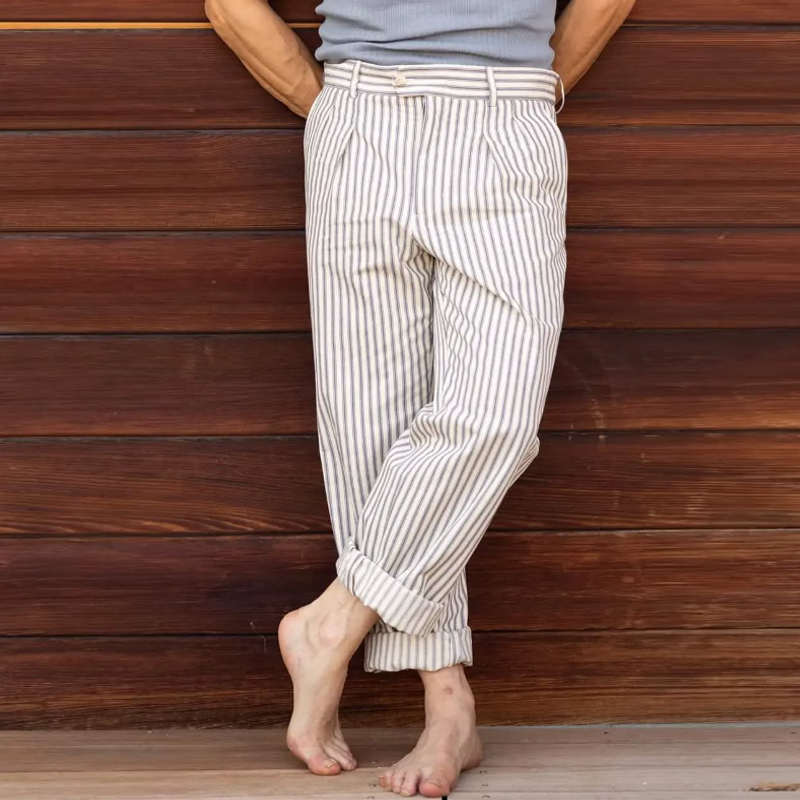 Men's Vintage Striped Straight Pants