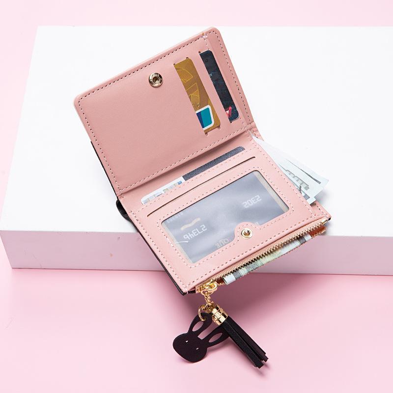 Women's Small Wallet Short Zipper Folding Color Matching Embossed Women's Wallet