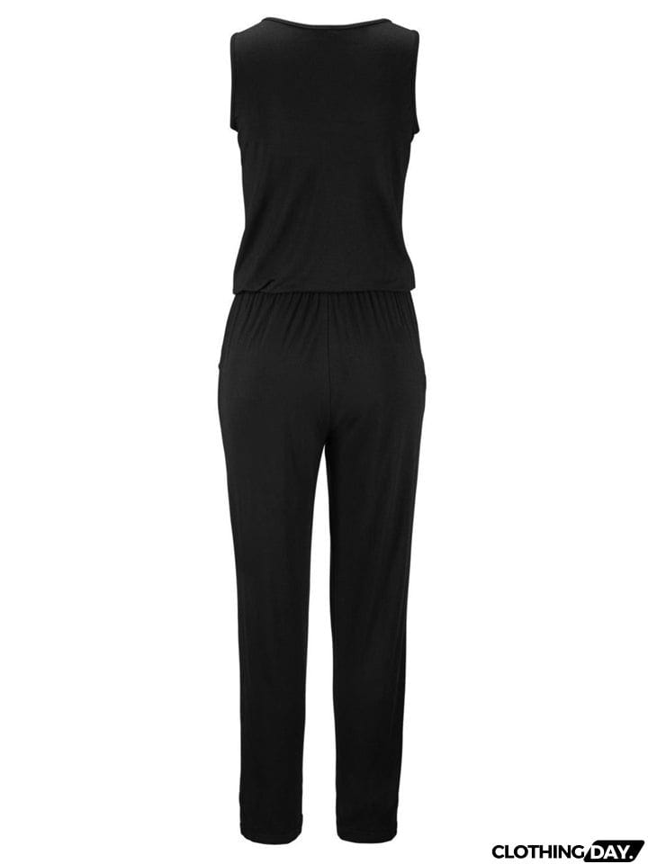Pretty Sexy Zipper Sleeveless Solid Color Jumpsuit