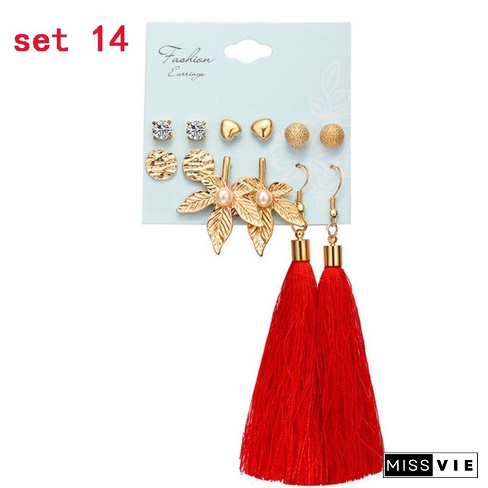 Styles New Tassel Acrylic Earrings For Women Bohemian Set Big Geometric Drop Earring