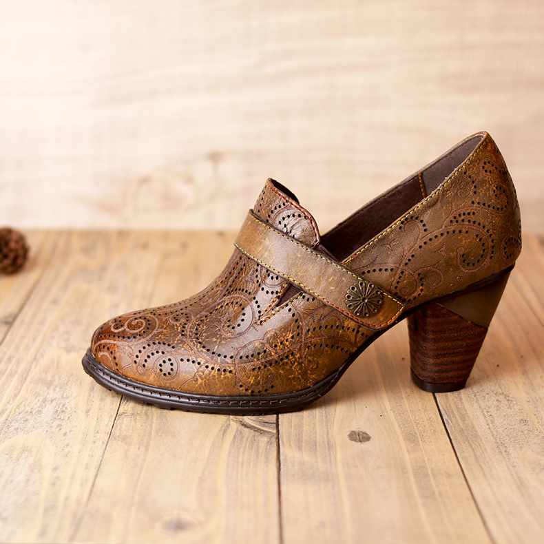 Beherchic Retro Pumps Women Shoes Genuine Leather 2021 New