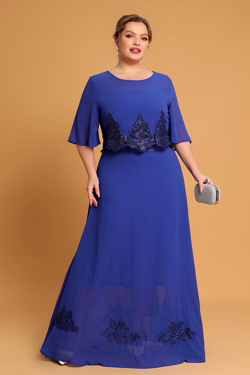 Flycurvy Plus Size Mother Of The Bride Royal Wine Red Chiffon Half Sleeve Fake Two Pieces Maxi Dresses 2024 - Flycurvy 