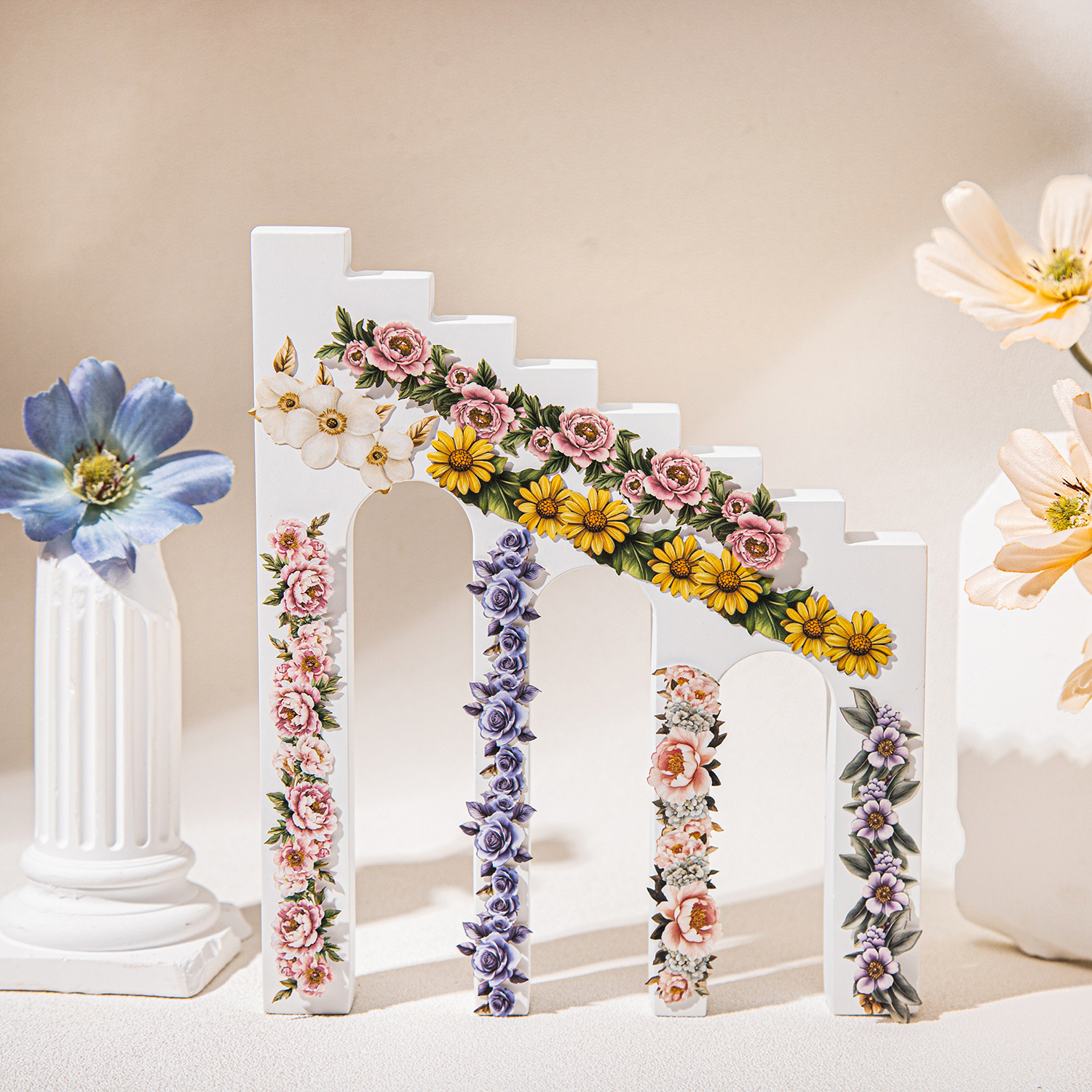 스티커 - 흐르는 꽃 복도 시리즈 빈티지 플로럴