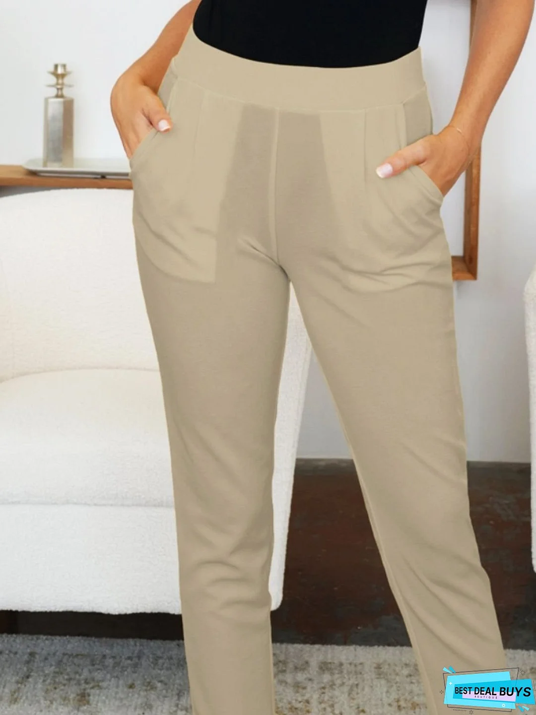 Pocketed High Waist Skinny Pants