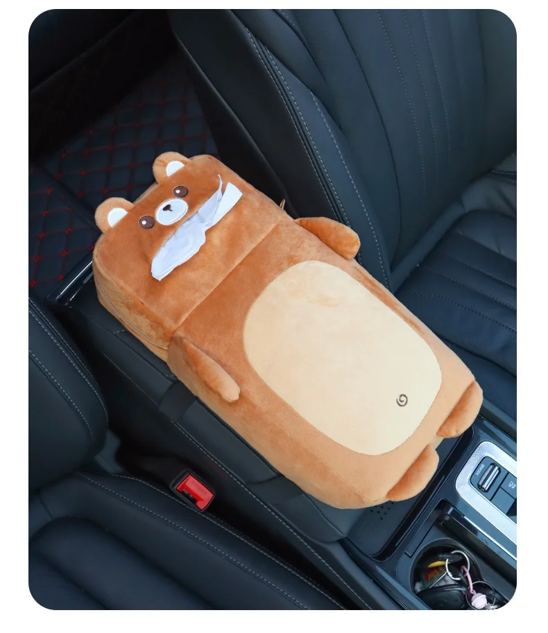 Creative Car Tissue Box Armrest Box Booster Pad 2-in-1