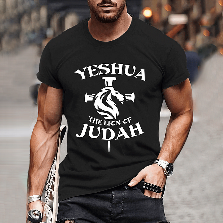 BrosWear Men's Personality Cross Printed Short Sleeve T-Shirt