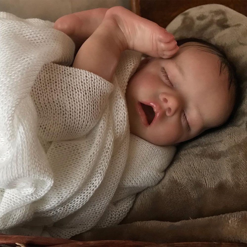 [New!]12" Cute Lifelike Handmade Sleeping Boy Baby Doll Named Waliya,Special Gifts for Children