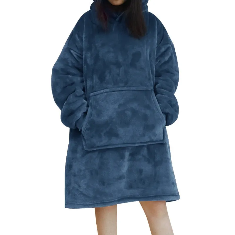 Oversized Hoodie Blanket with Sleeves Men Women Sweatshirt Winter Fleece Streetwear Sherpa Giant Hoodies sudaderas con capucha