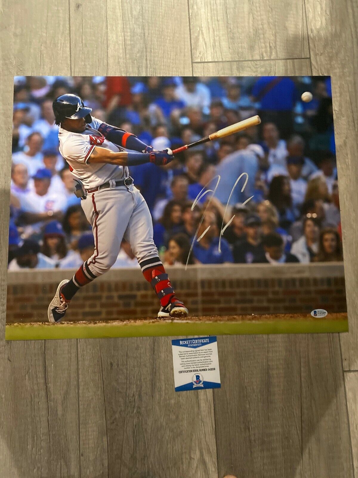 Ronald Acuna jr signed autographed 16 by 20 Photo Poster painting beckett bas cert rare roy