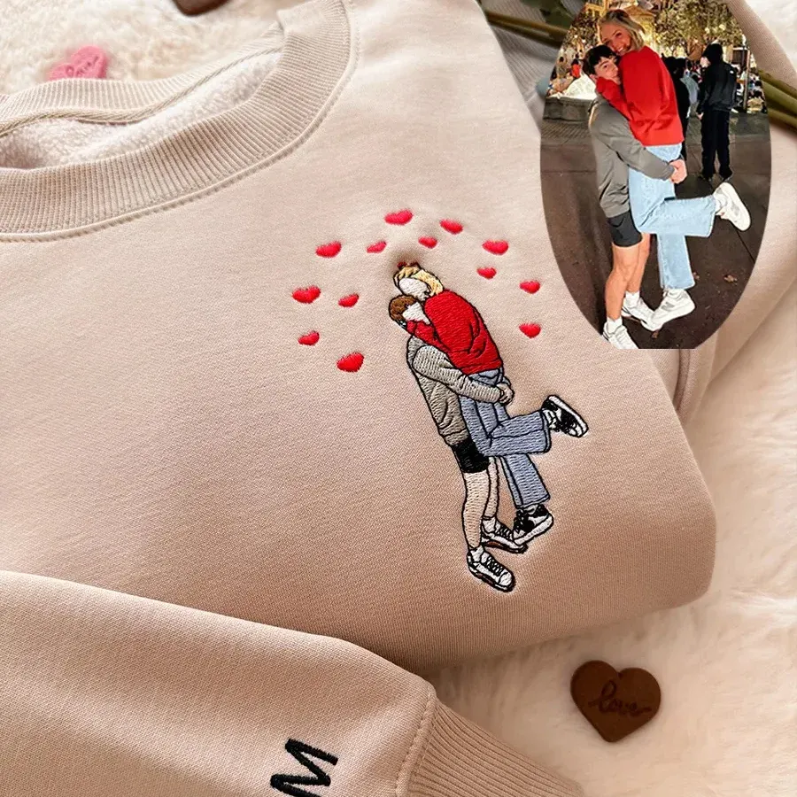  Custom Embroidered Portrait Sweatshirt from Photo &bull; Valentine's Day gifts