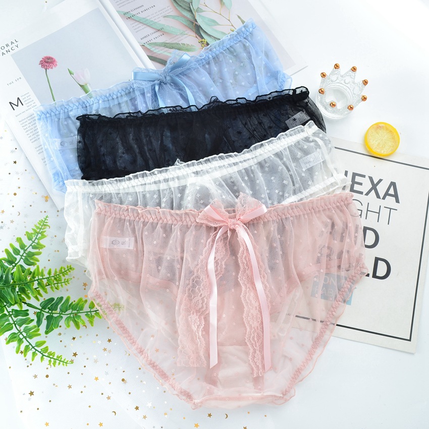 Men's mesh sexy breathable cool bow briefs