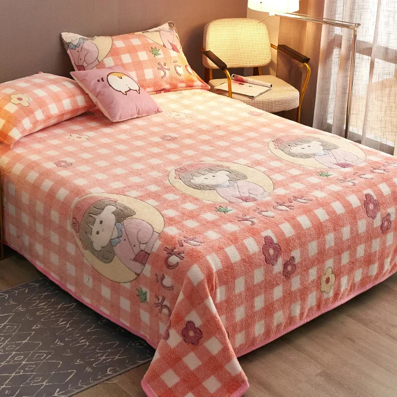 Athvotar Warm Sheet Home textiles Velvet Thicken Universal Mattress Cover Bedspreads Double King Size Bed Sheet