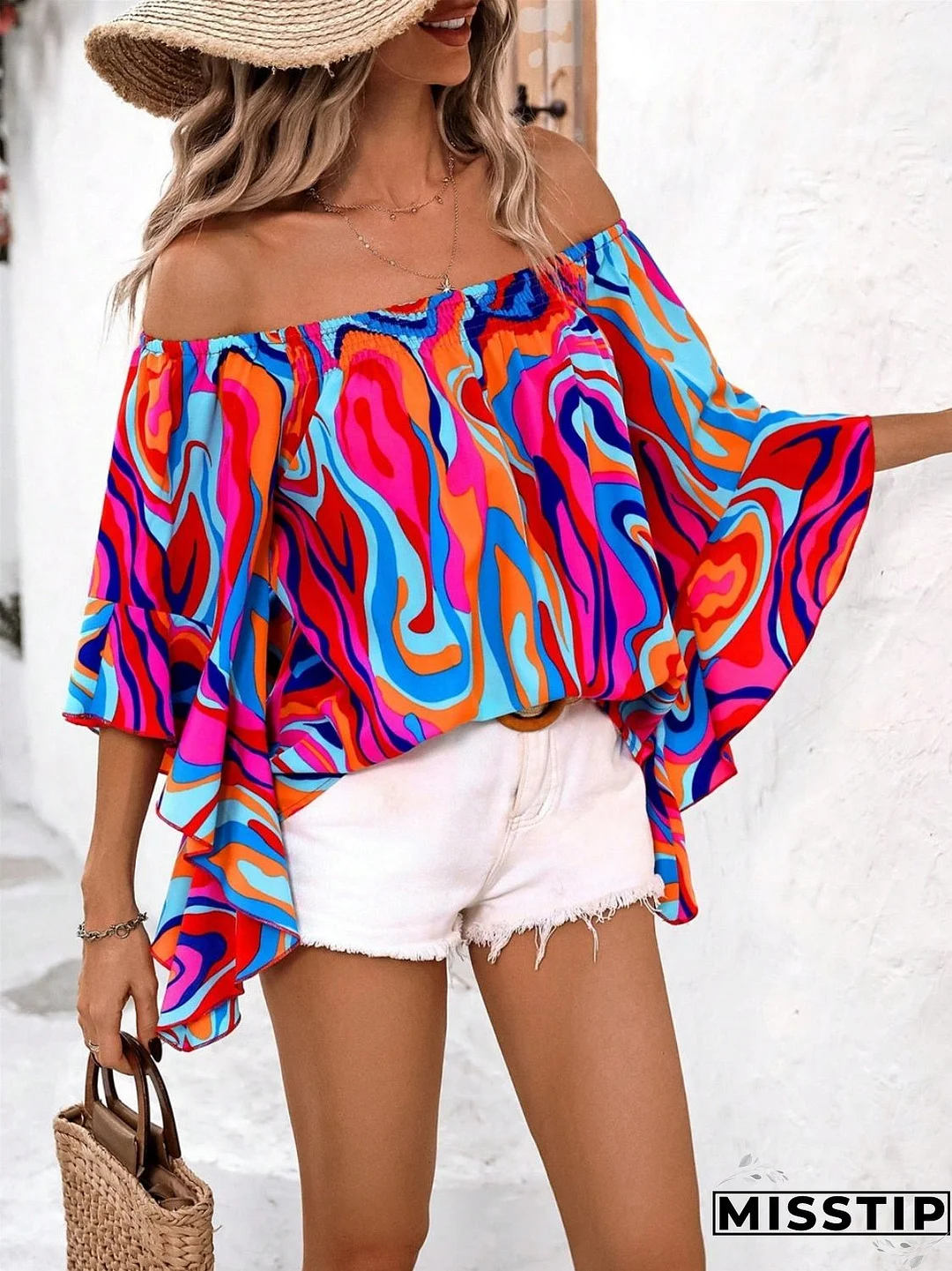 Printed Off-Shoulder Blouse