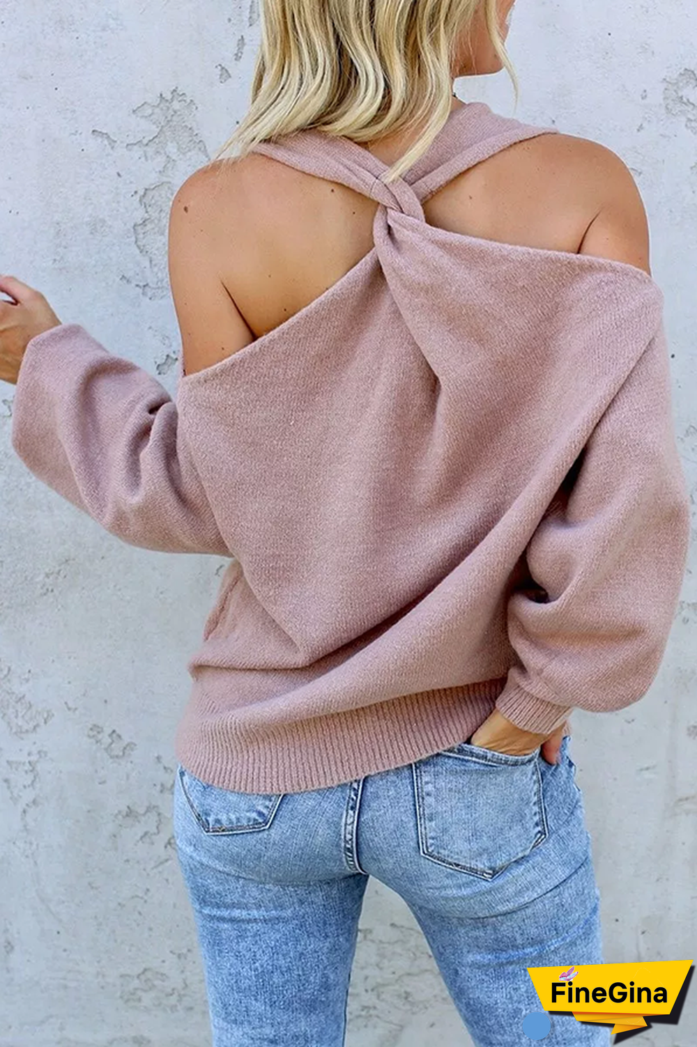 Off-the-shoulder Knitted Sweater P13693
