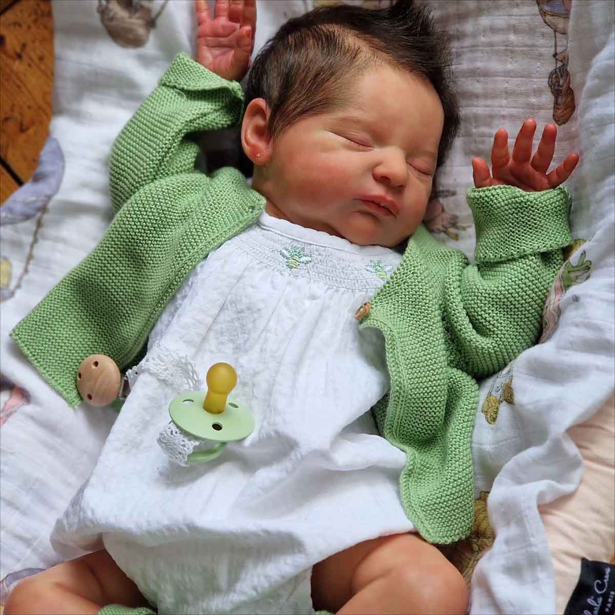  20" echte lebensechte handgefertigte Silikon-Vinyl-Augen geschlossene Motiv 