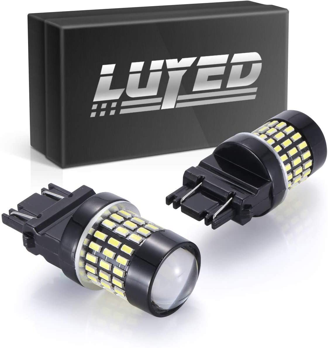 LUYED 2 X 900 Lumens Super Bright 3014 Chipsets 3056 3156 3057 3057K 3157 4157 LED Bulbs with Projector for Tail Lights Turn Signal Lights,Xenon White