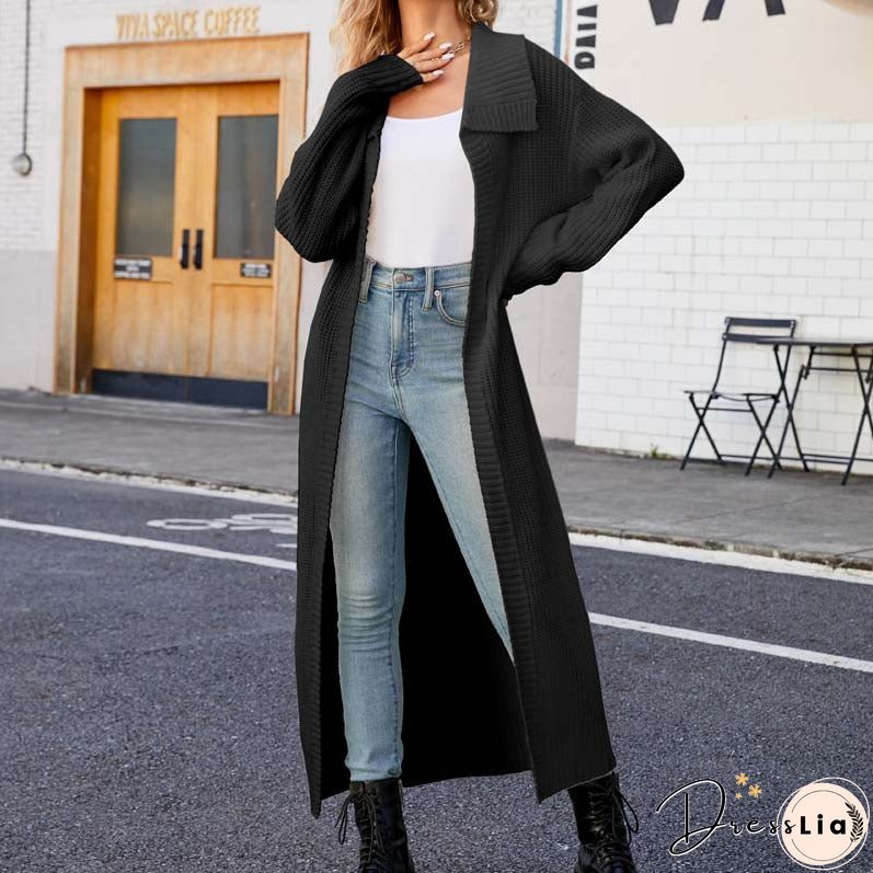 Casual Solid Colour Long Cardigan