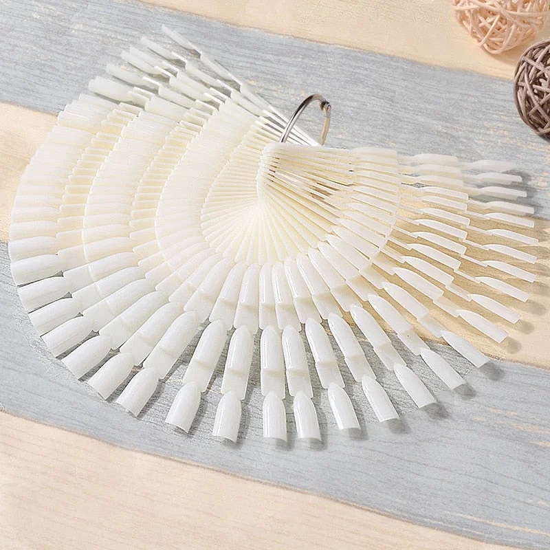 150Tips Bamboo Design Color False UV Gel Polish Practice Fake Board Clear Natural Fan Finger Full Nail Tip Display Manicure Tool-Nail Inspo