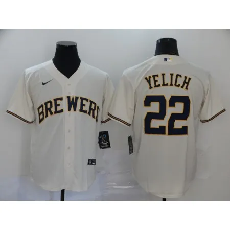 Men's Milwaukee Brewers #22 Christian Yelich White Cool Base Stitched MLB Jersey MLD4