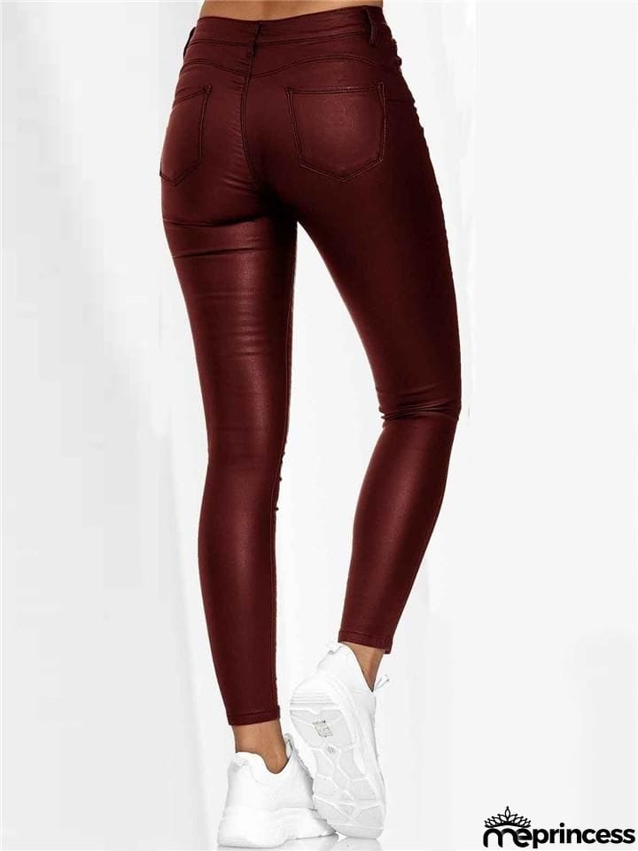 Sexy Slim Fit High Rise Button Closure Pants for Women