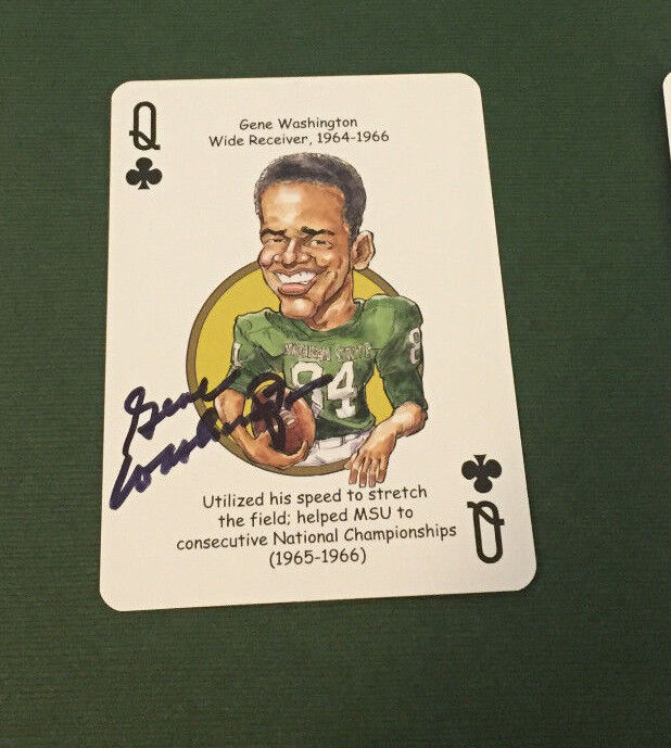 Gene Washington RARE signed autographed Michigan State Spartans playing card e