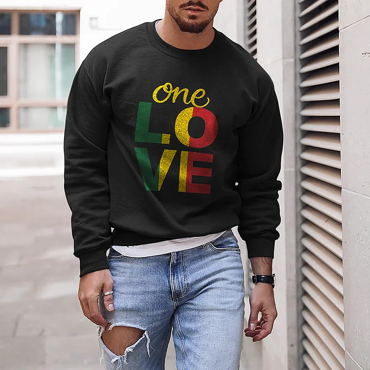 BrosWear Men's ONE LOVE Graphic Crewneck Sweatshirt