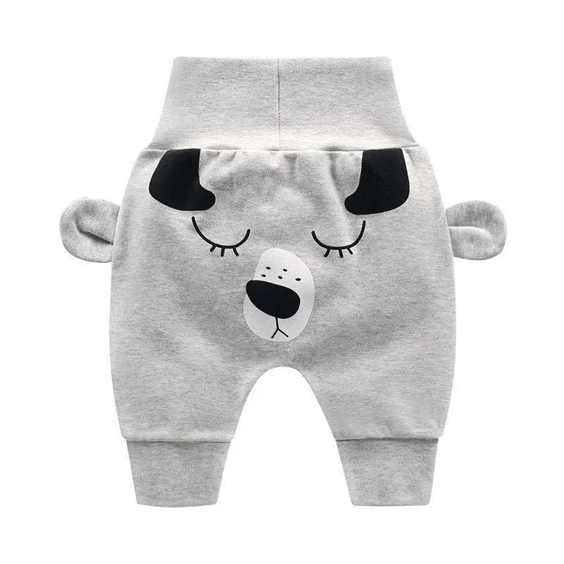 Baby Cute Pants Boys Girl Cartoon High Waist Protection Belly Children Toddler Spring Autumn Winter Newborn Warm Velvet Trousers