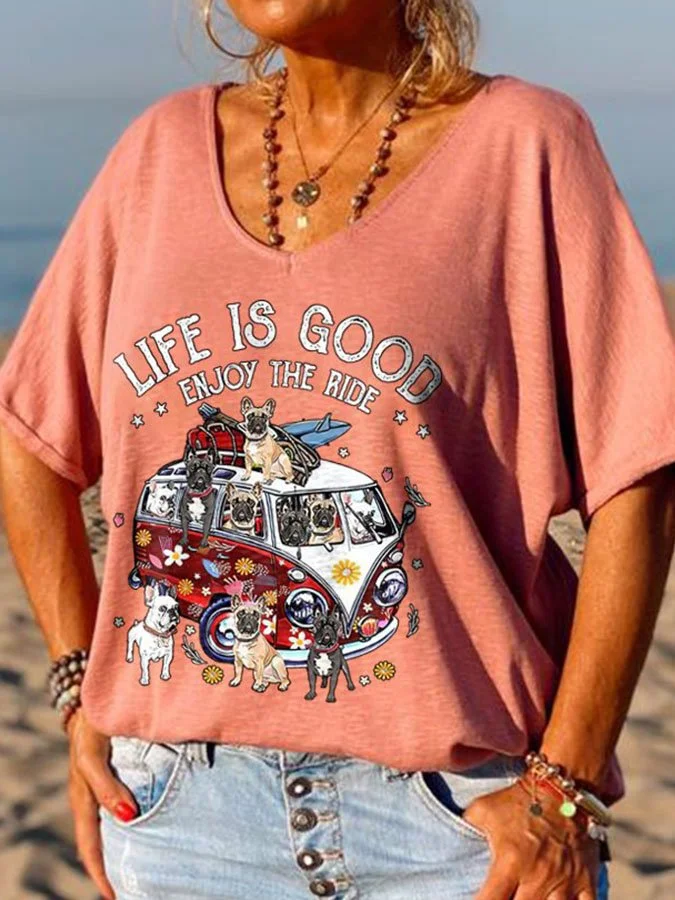 Vintage Print Loose Short Sleeve T-Shirt