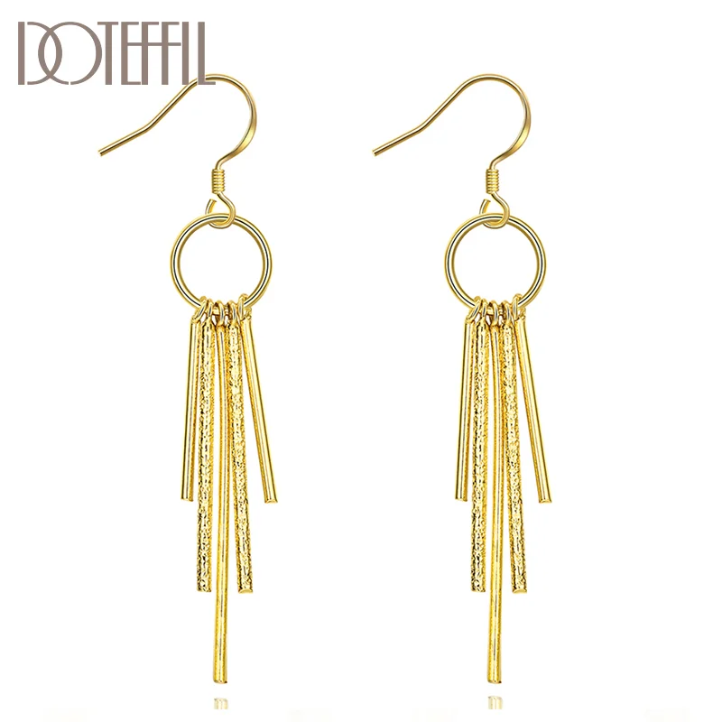 DOTEFFIL 925 Silver / Gold Earrings Woman Round Five Post Earring Jewellery