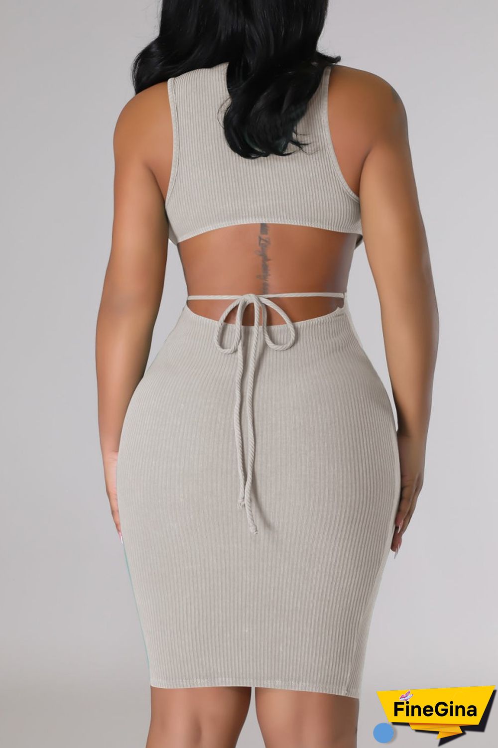 Cream White Casual Solid Hollowed Out Turtleneck Sleeveless Dress Dresses