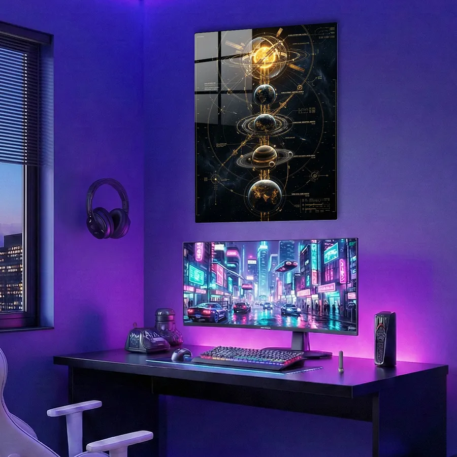Stellar System Schematic-Metal Poster - Leon Vance Wall Art | Metaleks