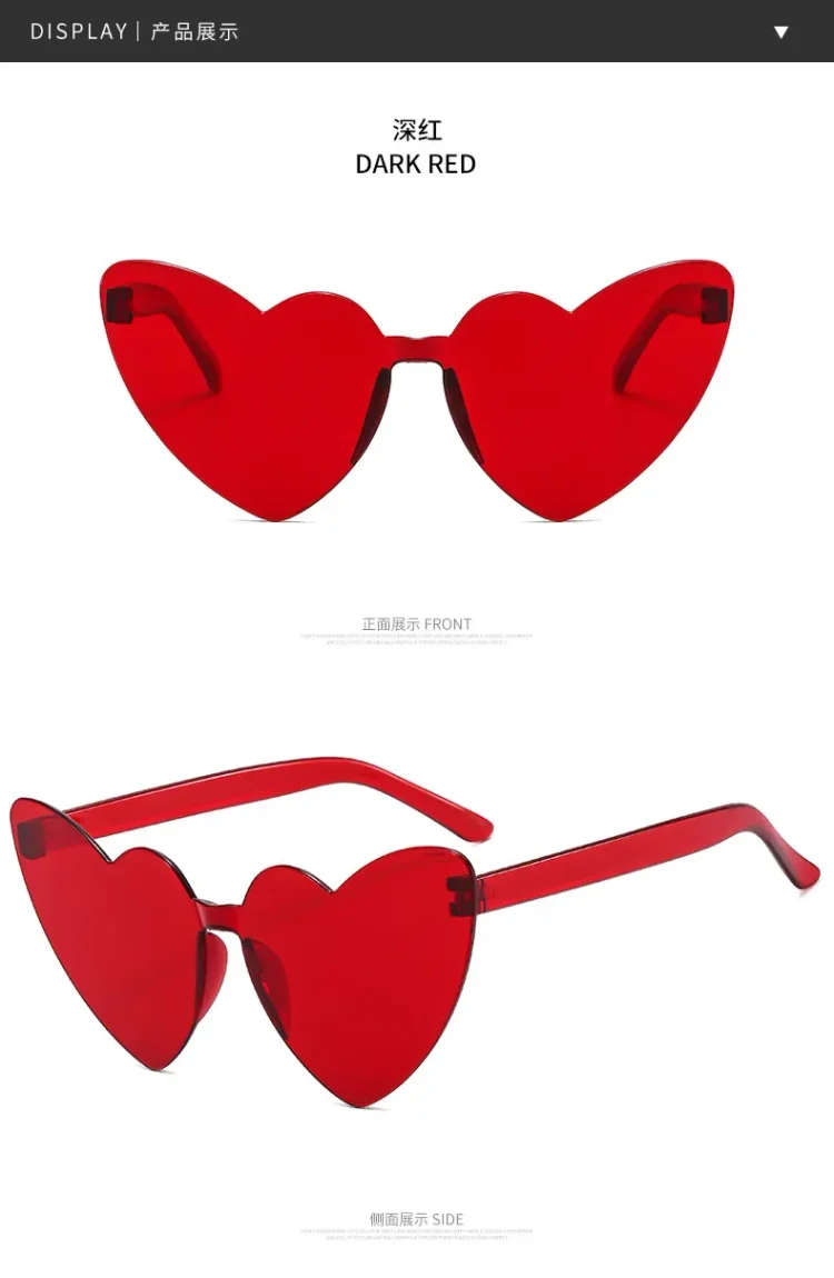 Kasomalang New European And American Peach Heart Sunglasses Personalized Frameless Glasses Popular On The Internet Sunglasses For
