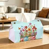 Butterfly Garden DIY PULeather Diamond Painting Tissue Box for Adults Beginners Large Size Diamond Art Paper Storage Holder for Living Room Bathroom Table Decor
