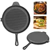 28cm Iron Ribbed Frying Pan Nonstick Handles Saucepan Pancake Skillet Household