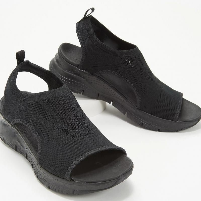 Summer Women Sandals Solid Color Mesh Wedge Shoes Hollow Out Casual Ladies Open Toe Slip-On Platform Female Sandalias 2021 Mujer