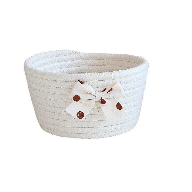 Bowknot Cotton Rope Storage Basket Weaving Nordic Sundries Baby Toys Dirty Clothes Finishing Baskets Desktop Small Organizer Box
