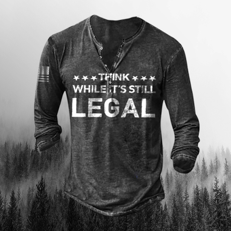 Men's Outdoor Causal Long Sleeve Henley T-shirt 