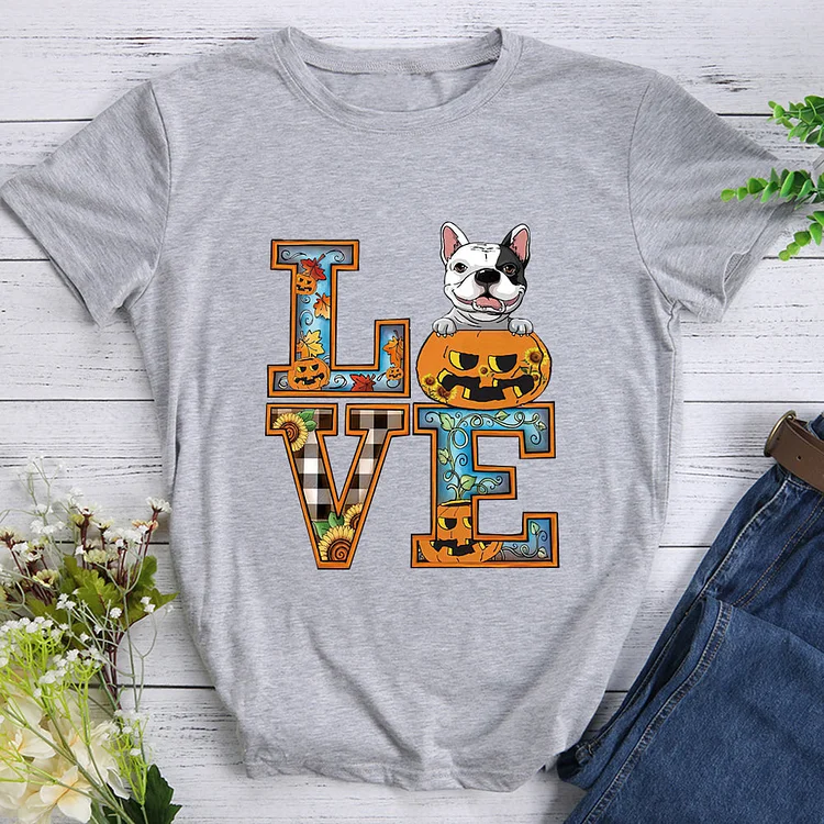 Love fall halloween dog t shirt tee