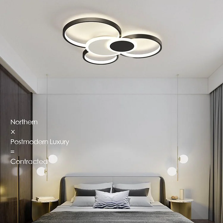 Circles Dimmable with Remote LED Modern Ceiling Lights Flush Mount Lighting - Appledas