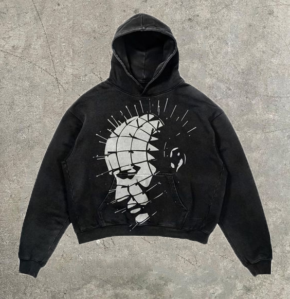 Vintage Thorny Man Graphic Acid Washed Oversized Hoodie