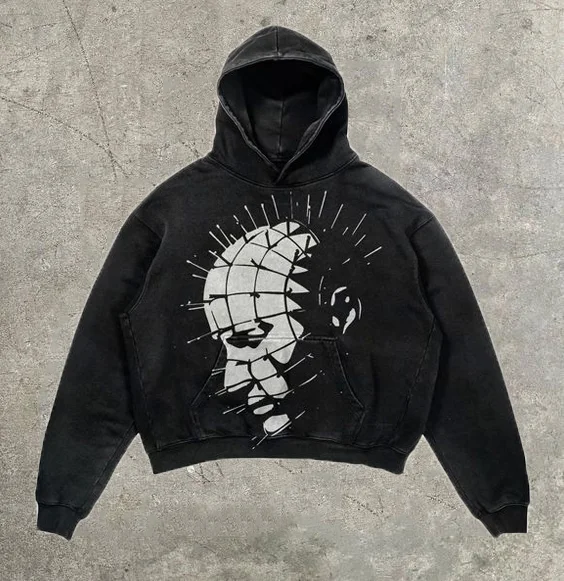 Vintage Thorny Man Graphic Acid Washed Oversized Hoodie