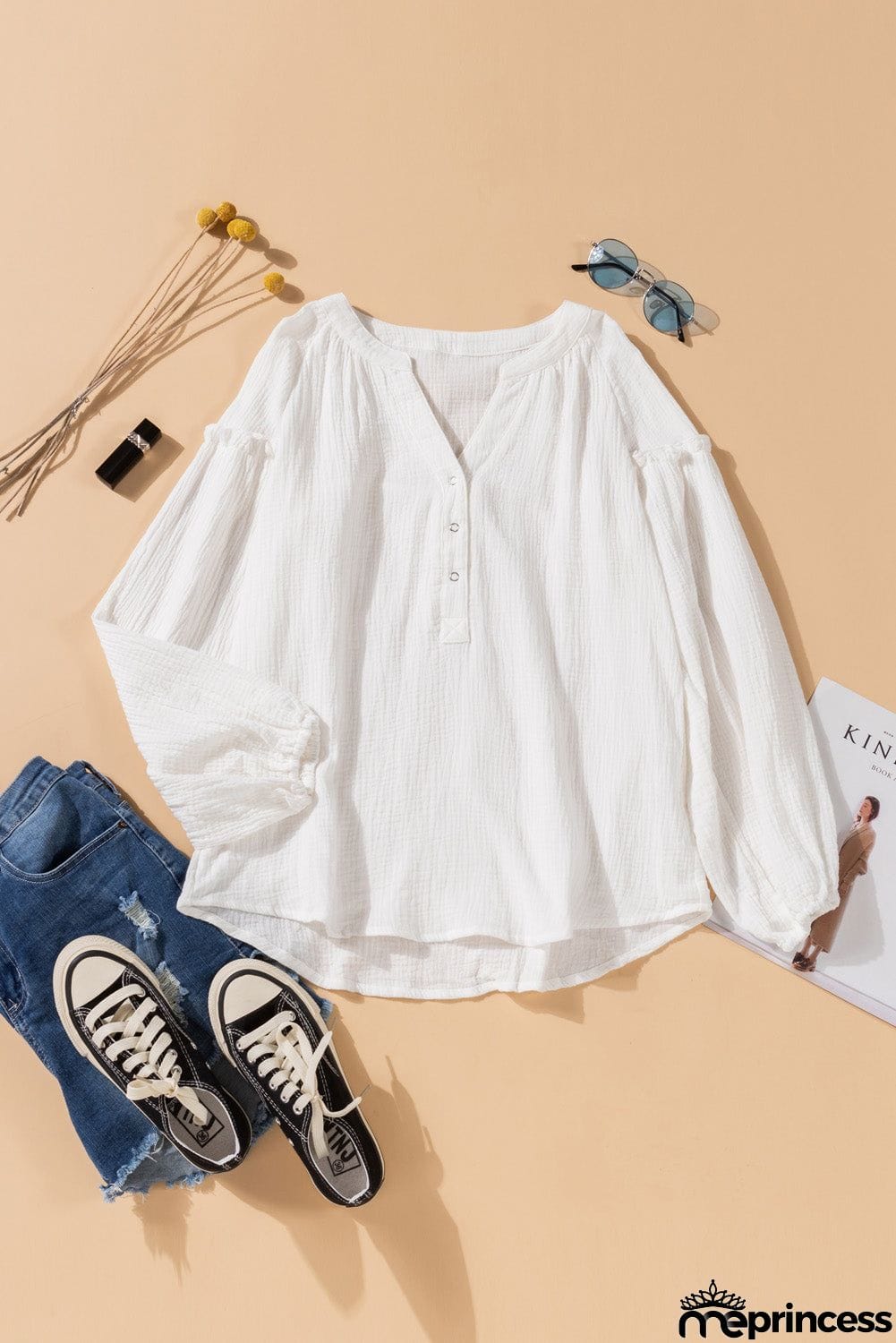 Comfy White Crinkled Top