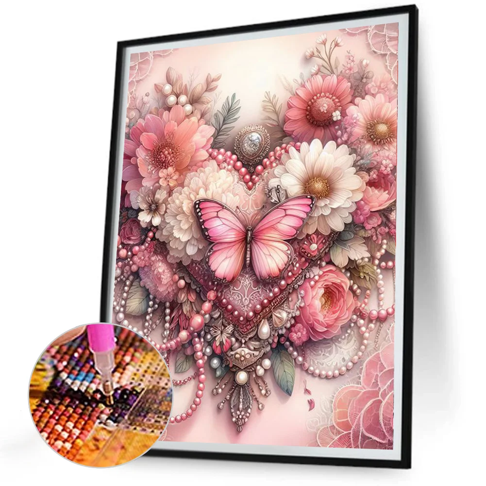 Diamond Painting - Full Round Drill - Flowers Butterfly(Canvas|30*40cm)